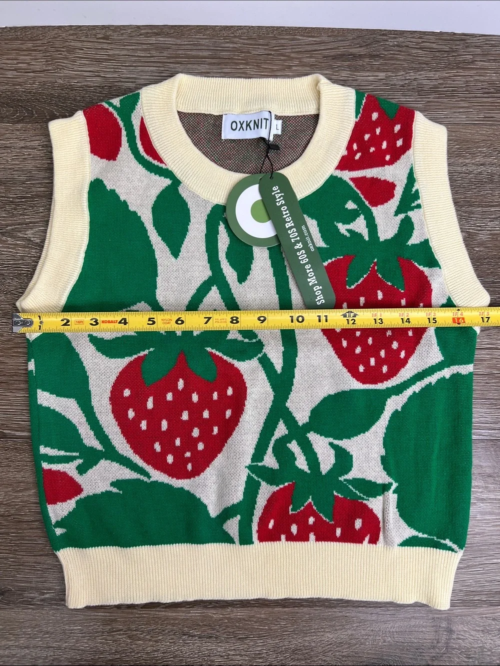 OXKNIT Retro Strawberry Knit Tank & Midi Skirt Set NWT Size Large